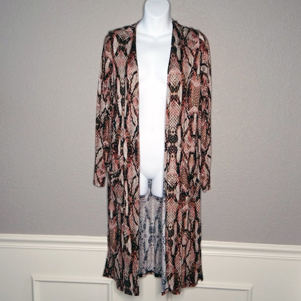 Western Texas True Threads Duster/ Long Cardigan Snake Skin Print / Sz Small NWT
